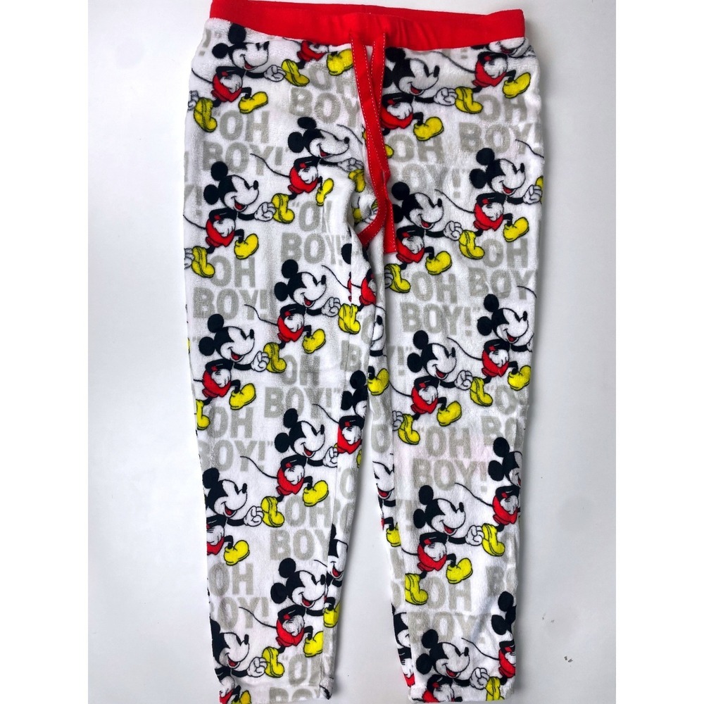 Disney Mickey Mouse Oh Boy Plush Fleece Pajama‎ Pants Red Women's Size Large EUC